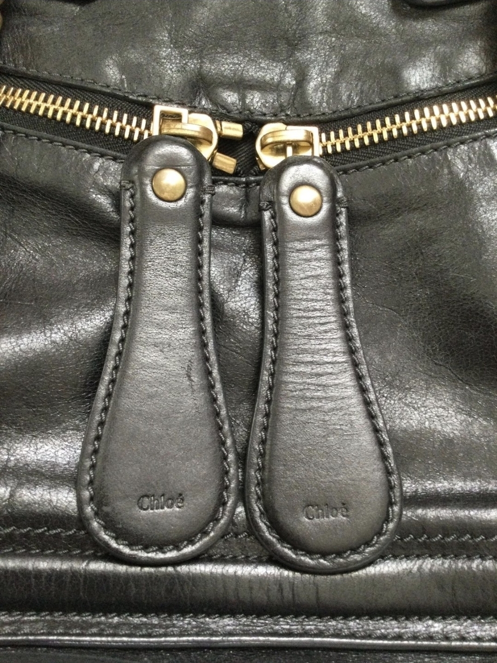 Black Chloe Bay Leather Satchel with Gold Hardware - Picture 5 of 11